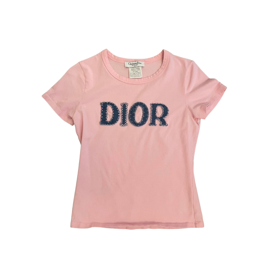 Dior pink top logo t shirt