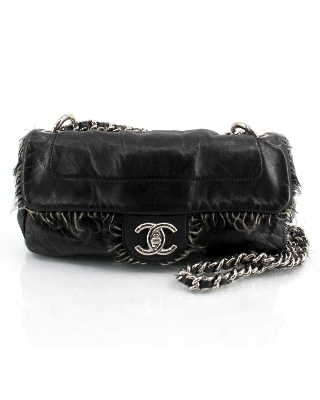 Chanel Shearling Fringe Leather Flap