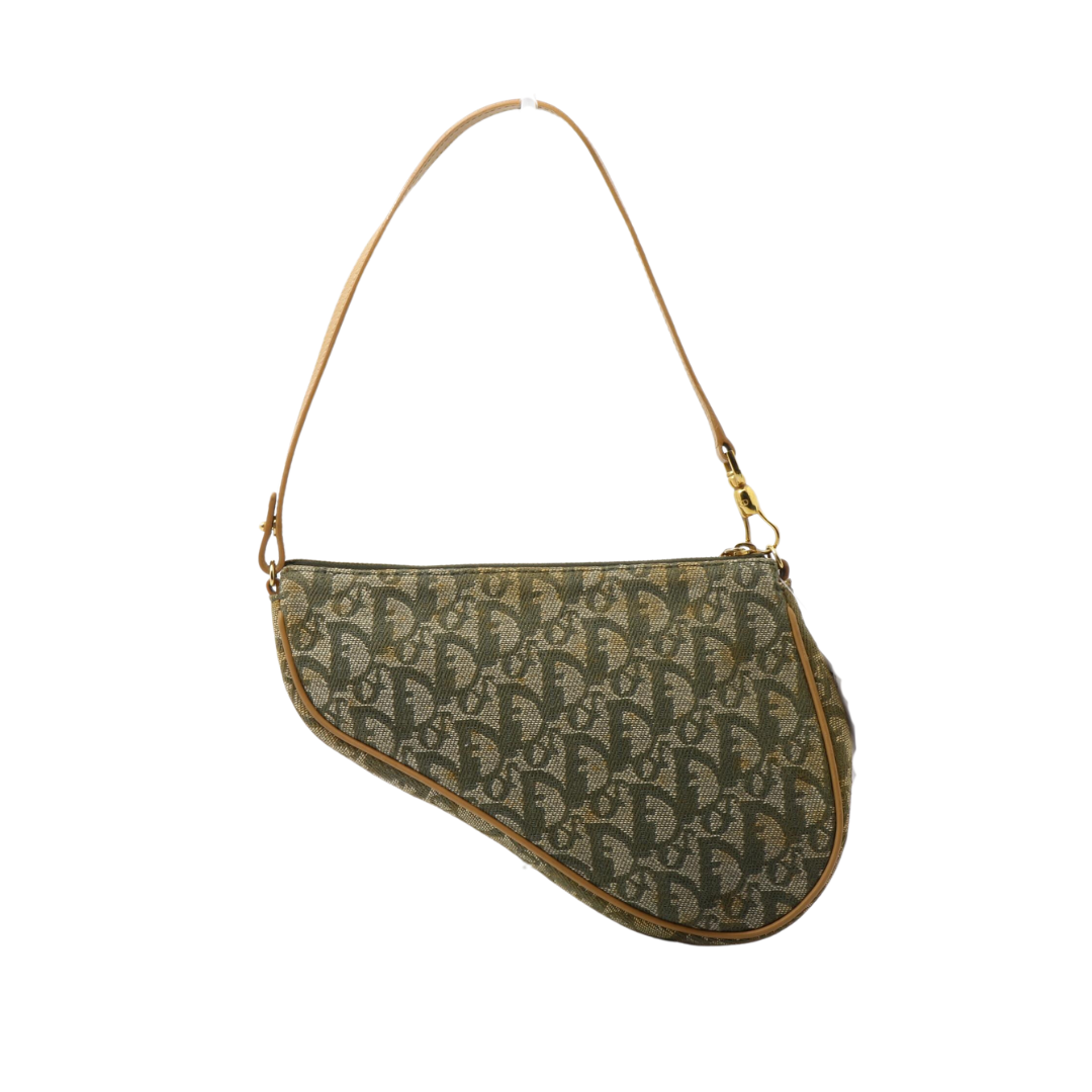 Christian Dior Green Saddle Pochette