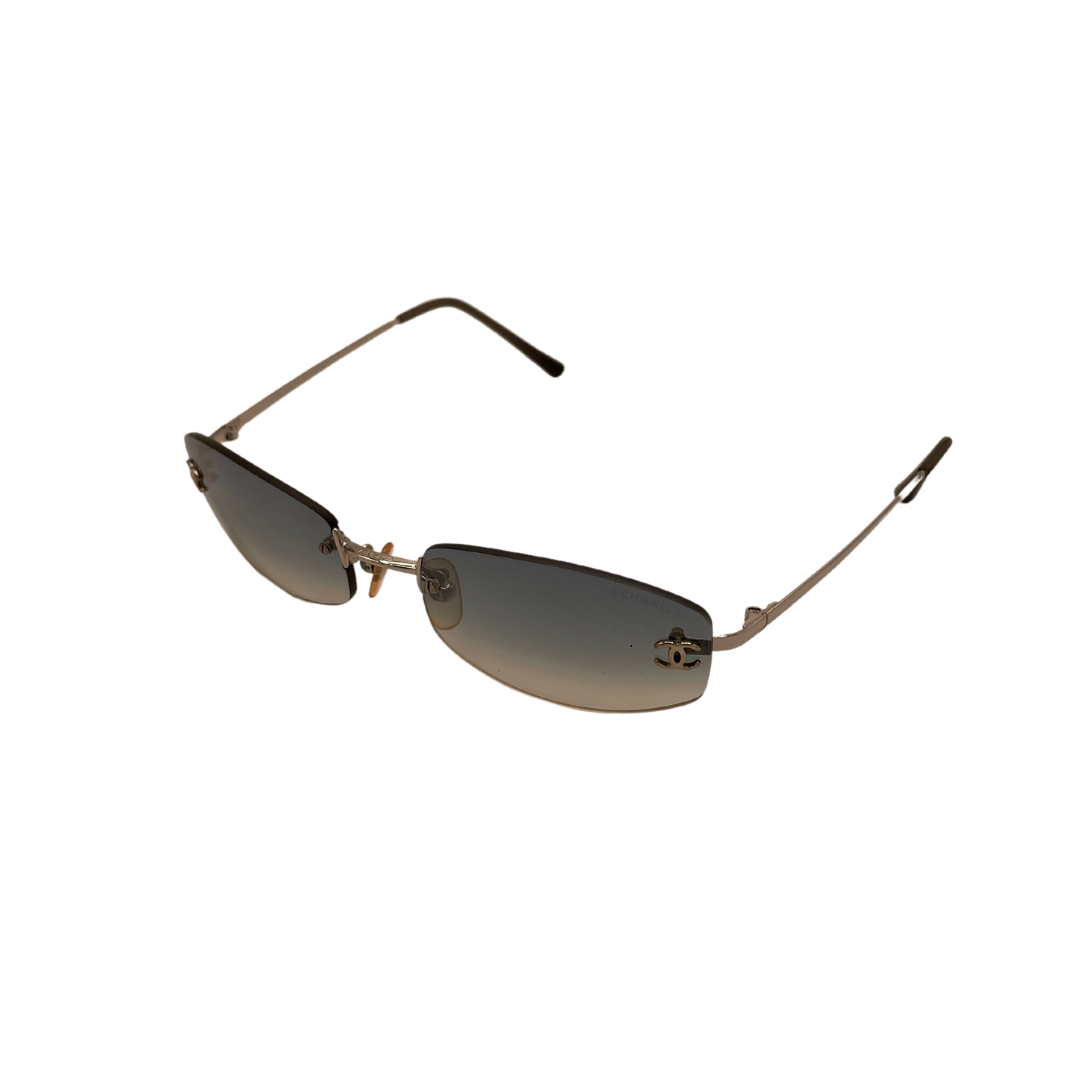 Chanel Blue Rimless Sunglasses
