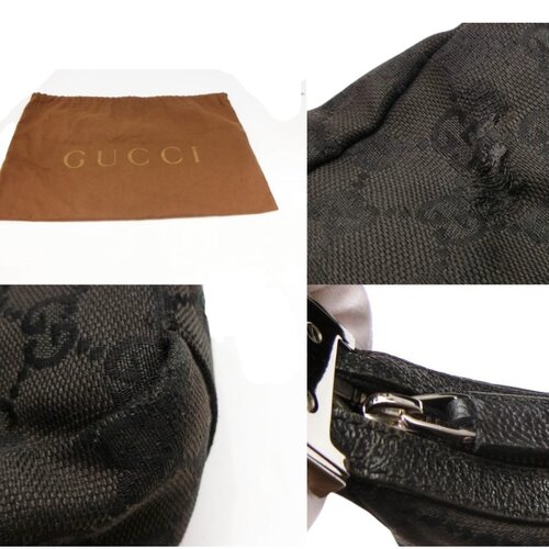 Gucci Black Monogram Canvas Shoulder Bag