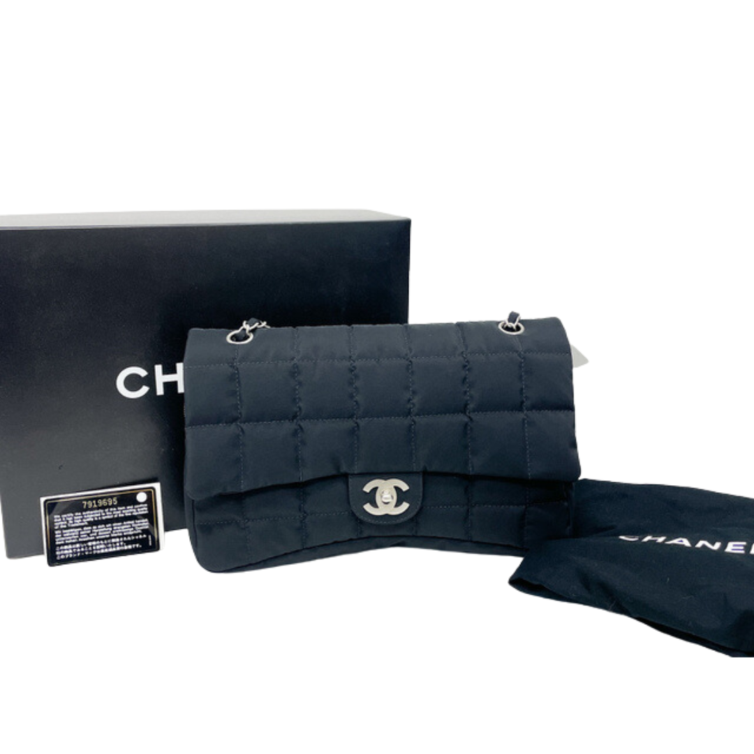 Chanel Black Nylon Chocolate Flap Bag
