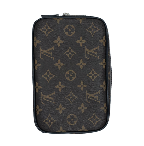 Louis Vuitton Macassar Monogram Canvas GM Pouch w/ SIlver Hardware