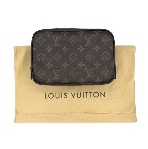 Louis Vuitton Macassar Monogram Canvas GM Pouch w/ SIlver Hardware