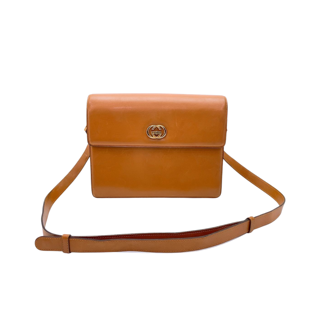 Gucci Cognac Leather GG Crossbody