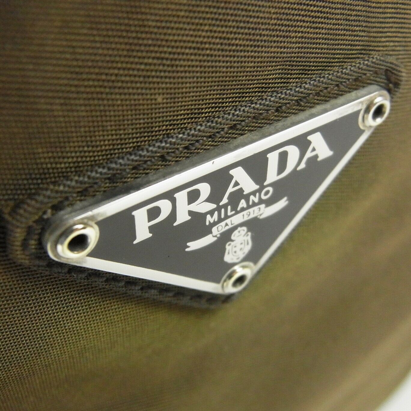 Prada Khaki Nylon Tote Bag