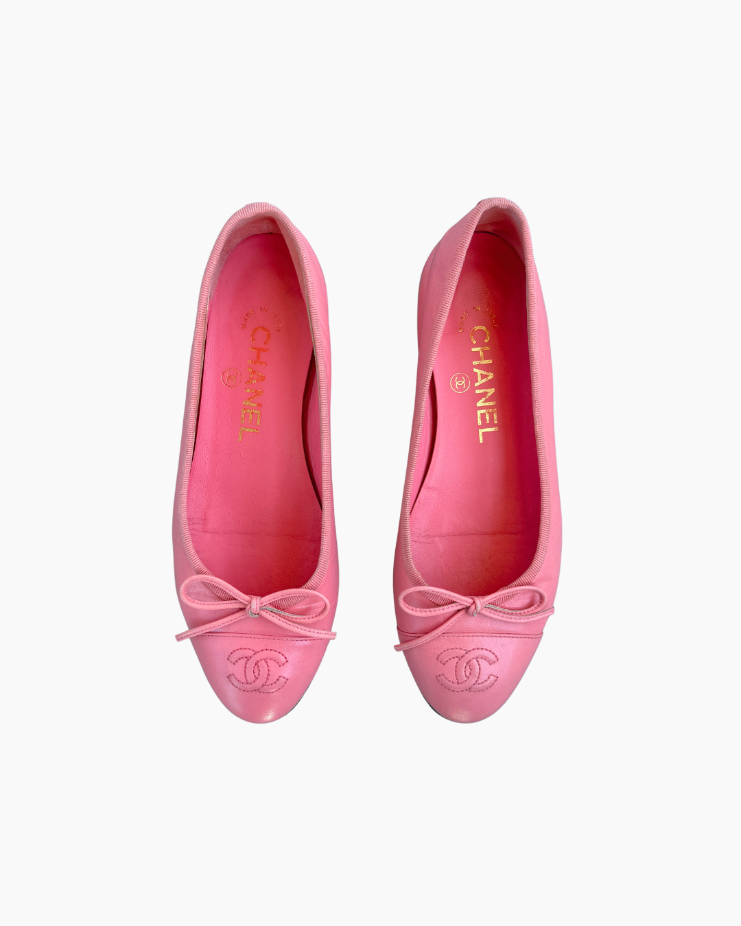 Chanel Pink Logo Ballet Flats