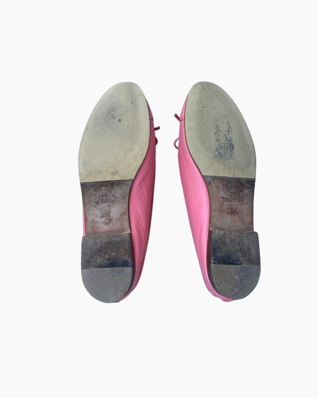 Chanel Pink Logo Ballet Flats