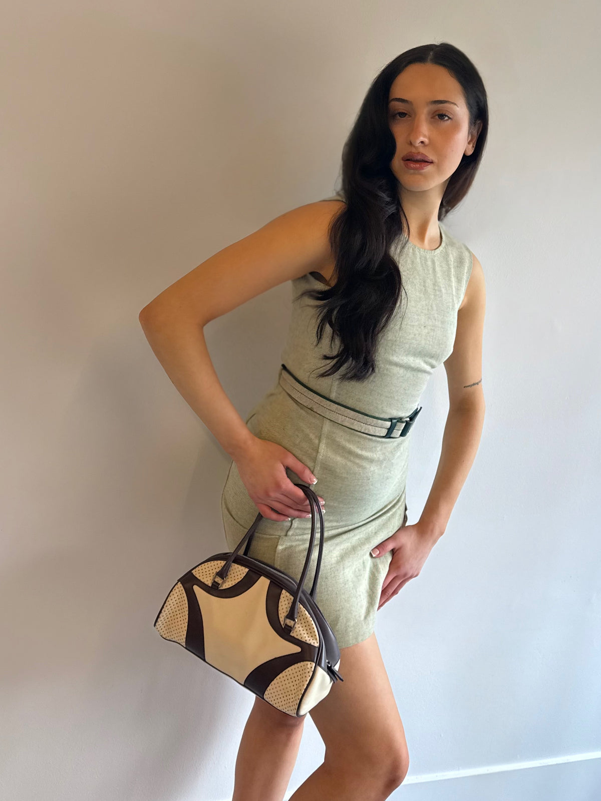 @Nikki wearing Prada Bowling Bag