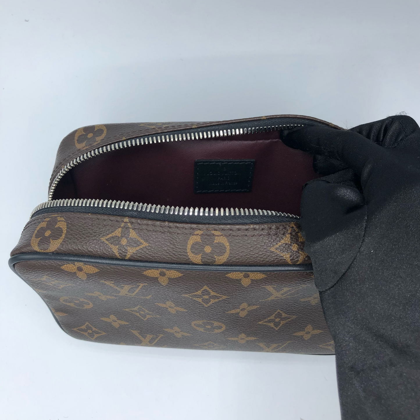Louis Vuitton Macassar Monogram Canvas GM Pouch w/ SIlver Hardware