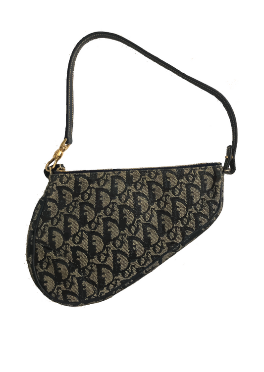Dior Monogram Pochette Black Saddle Bag