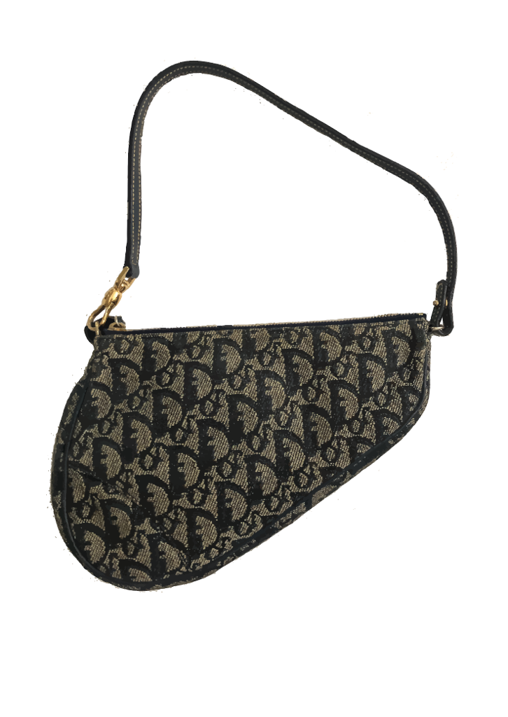 Dior Monogram Pochette Black Saddle Bag