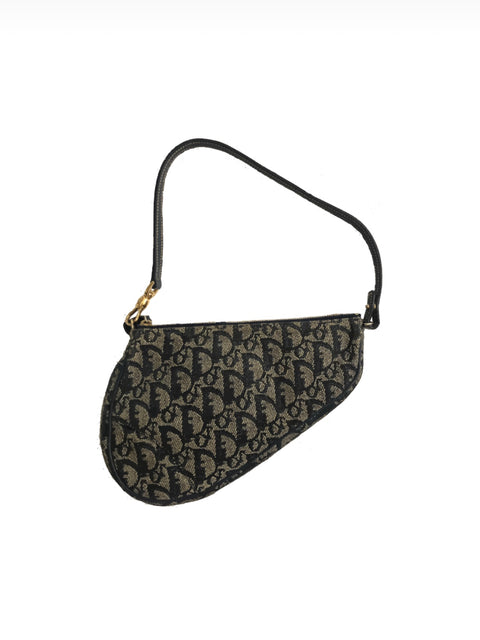 Dior Monogram Pochette Black Saddle Bag