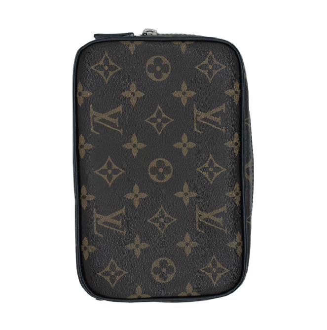 Louis Vuitton Macassar Monogram Canvas GM Pouch w/ SIlver Hardware