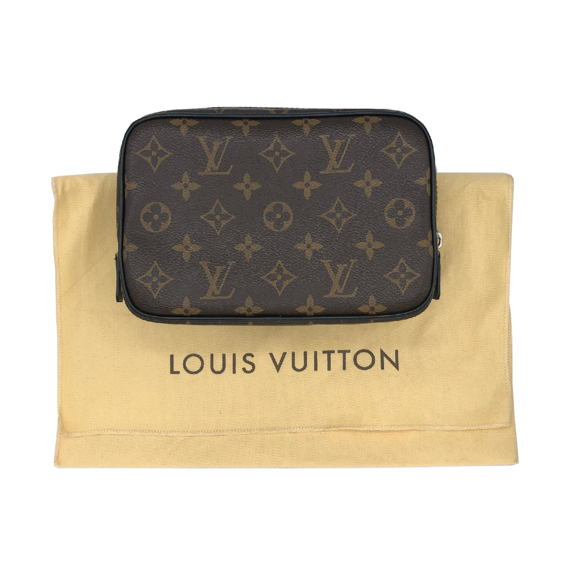 Louis Vuitton Macassar Monogram Canvas GM Pouch w/ SIlver Hardware