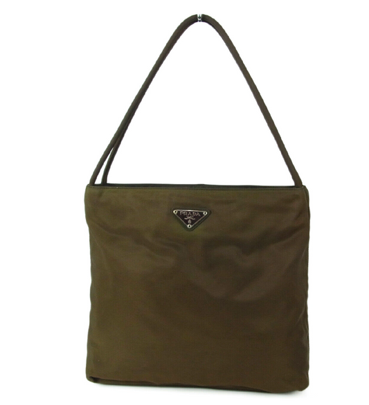 Prada Khaki Nylon Tote Bag
