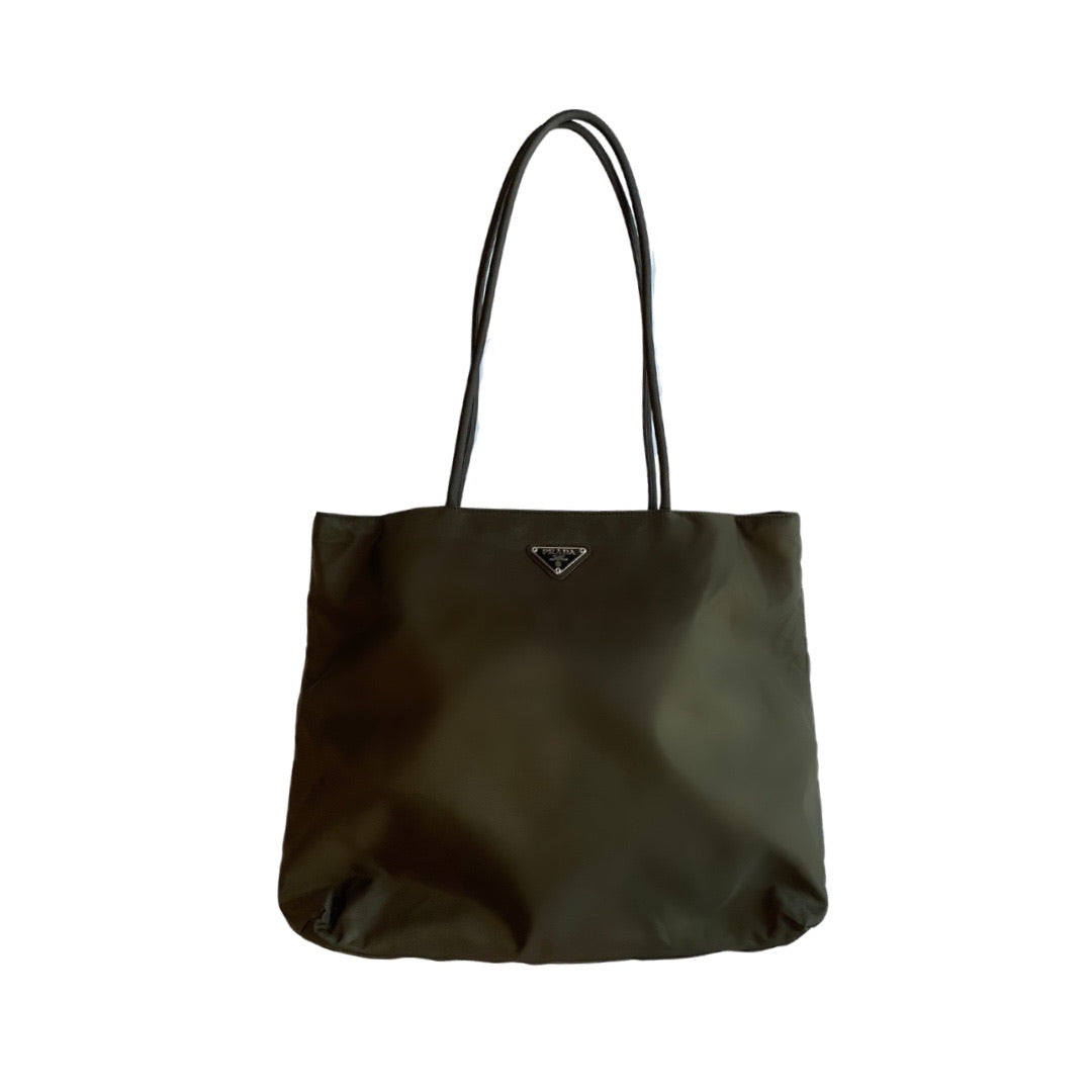 Prada Large Nylon Tote in Khaki