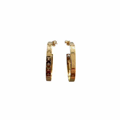 Louis Vuitton Nanogram Hoop Earrings – KIYO