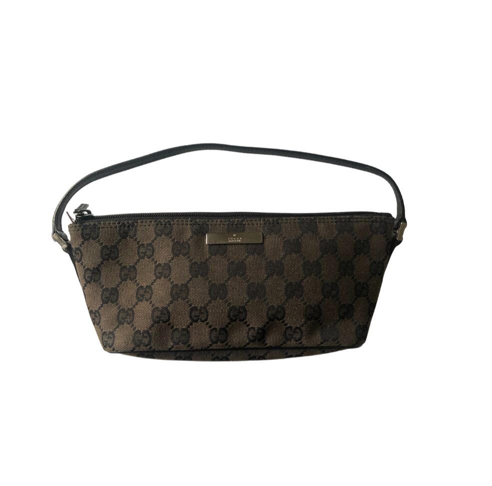 Gucci Monogram Boat Bag in Chocolate Brown